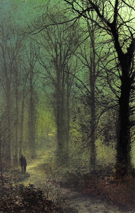 John Atkinson Grimshaw, Atkinson Grimshaw, Dark Naturalism, Dark Forest Aesthetic, Albert Bierstadt, Arte Peculiar, Arte Obscura, Wood Painting, Wow Art