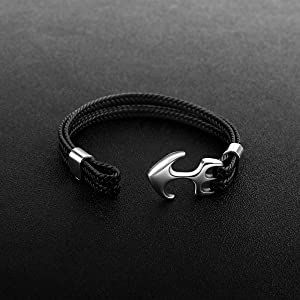 Emibele Bracelet for Men, Sturdy Cowhide Leather Bracelet, Multilayer Vintage Anchor Bracelet Wrap Cuff - Black with Silver Anchor: Amazon.ca: Jewelry Diy Leather Bracelet, Stainless Steel Bracelet Men, Leather Accessory, Anchor Bracelet, Valentine Ideas, Hand Bracelet, Mesh Bracelet, Men's Bracelet, Cross Bracelet