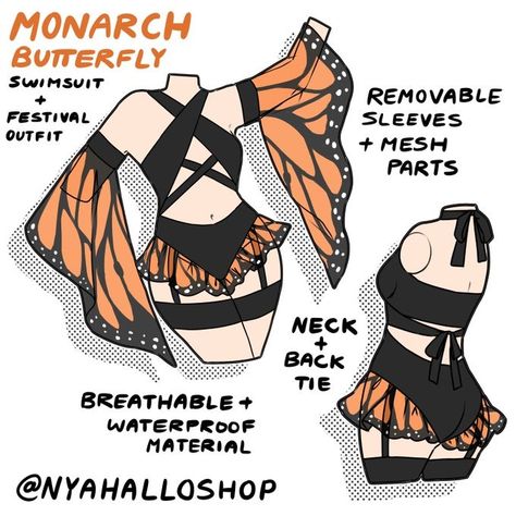 NYAHALLO 🐈‍⬛ on X: "Monarch butterfly swimsuit 🦋 https://t.co/iCb2Nmtn2v" / X Butterfly Swimsuit, Halloween Couples Costumes, Plus Size Rave, Halloween Couples, Rave Festival Outfits, Clothing Sketches, Dress Sets, Clothing Design Sketches, Rave Fashion