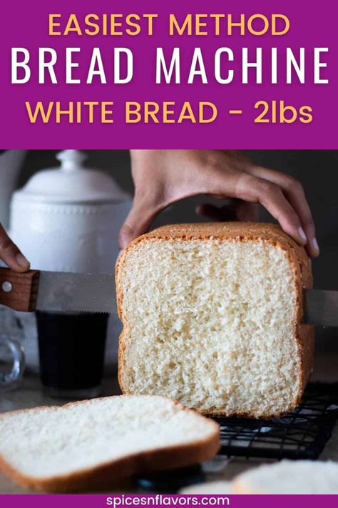 Looking for the best white bread recipe for your bread machine? This simple 2 lb loaf recipe yields soft, fluffy bread perfect for sandwiches. Ideal for beginners, this basic bread machine recipe is easy to follow and results in delicious homemade bread every time. Enjoy the ultimate in homemade comfort with this soft and fluffy white bread! Bread Machine Soft White Bread, Light And Fluffy Bread Machine Bread, Best Bread Machine Recipes White, Bread Machine White Bread Recipe, White Bread Recipe For Bread Machine, Bread Machine Recipes White, Bread Maker White Bread, 2lb Bread Machine Recipes, Bread Maker White Bread Recipe