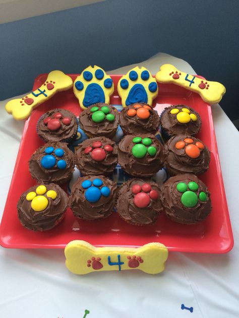 Paw Patrol 4th Birthday Party Paw Patrol Brownies, Paw Patrol Themed Cake, Paw Birthday Party, Paw Patrol Party Cupcakes, 3rd Paw Patrol Birthday Party, 3rd Birthday Party Paw Patrol, Paw Patrol Desserts, Torte Paw Patrol, Paw Patrol Birthday Cakes