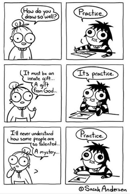 Practice Makes Perfect - Writers Write Sarah's Scribbles, Sarah Andersen, 4 Panel Life, Belle Cosplay, Artist Problems, Heartwarming Pictures, Artist Humor, Online Comics, Memes Br