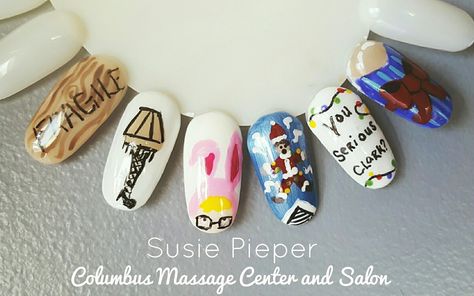 Christmas Story Nails, Christmas Vacation Nails, A Christmas Story Nails, A Christmas Story Nail Art, National Lampoon Christmas Vacation Wallpaper, Christmas Film Nails, Christmas Vacation Nail Art, Nation Lampoons Christmas Vacation, Vacation Nail Art