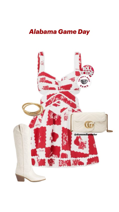 @dressedbytaylor Uga Gameday Outfit, Alabama Gameday Outfit, Bama Gameday, Alabama Game Day, Rush Week Outfits, College Dress, College Gameday Outfits, Gameday Dress, College Fits