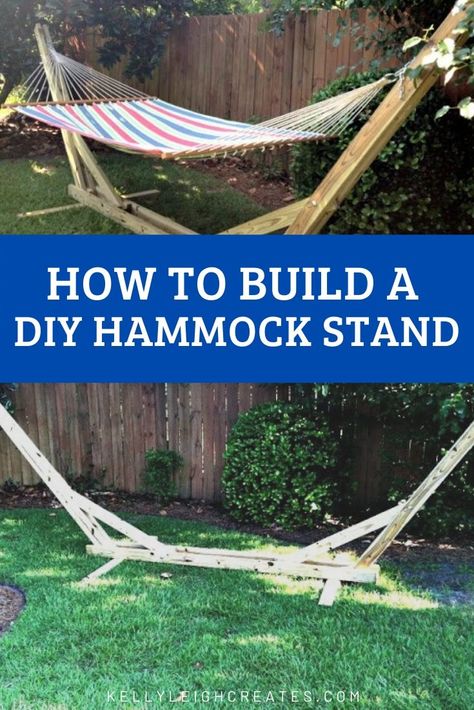 Learn to build a DIY hammock stand with this easy tutorial. For around $40-$50 you can relax in a hammock even if you don't have any trees in your yard. Hamicks Outdoor Diy, Rental Backyard, Hammock Pergola, Stand Alone Hammock, Diy Hammock Stand, Hammock Stand Diy, Easy Backyard Diy, Diy Hammock, Small Yards