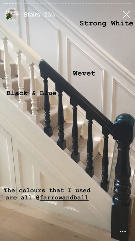 Stair Bannister Ideas, Victorian Entrance Hall, Stairs And Hallway Ideas, Black Staircase, Stair Paneling, Entrance Hall Decor, Victorian Hallway, Hallway Colours, Stairs Design Interior