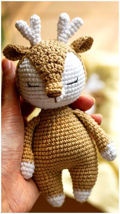 Amigurumi Nyasha The Deer Free Pattern Deer Amigurumi Pattern, Crocheted Deer Patterns, Amigurumi Woodland Animals Free Crochet, Crochet Deer Amigurumi, Crocheted Woodland Animals, Crochet Fawn Pattern Free, Free Crochet Deer Pattern, Free Deer Crochet Pattern, Woodland Crochet Patterns