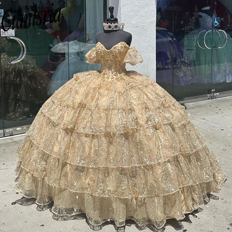 Quinceanera Sweet 16 dress Gold Quinceanera Dresses Elegant, Gold Quinceanera Dress, Gold Quinceanera Dresses, Champagne Quinceanera, Champagne Quince, Debut Dress, Champagne Quinceanera Dresses, Gold Quinceanera, Quinceanera Dresses Gold