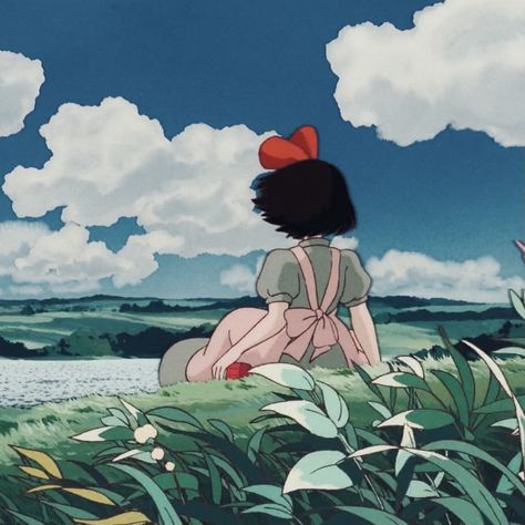 Kiki's Delivery Service, Hayao Miyazaki, Miyazaki, Delivery Service, A Girl, A Woman, Gif, Flowers