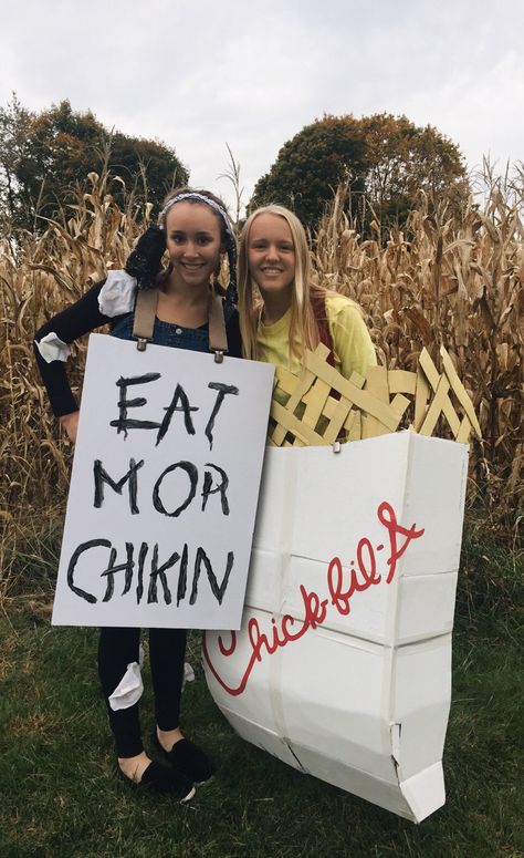 Chick Fil A Costume Ideas, Chik Fil A Trunk Or Treat, Chick Fil A Halloween Costume, Chick Fil A Trunk Or Treat Ideas, Chick Fil A Party Theme, Chick Fil A Costume, Diy Cow Costume, Halloween Softball, Cow Halloween Costume