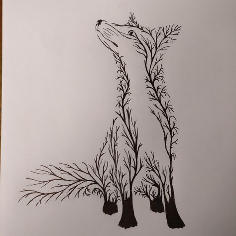 Forest Animal Drawings, Fox Stencil, Animal Line Art, Fox Sketch, Fox Drawing, Desenho Tattoo, Wood Burning Art, Fox Art, Nature Tattoos