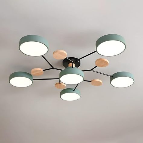 OTTOSON Wood Light Fixtures Ceiling, Nordic Molecule LED Ceiling Light Circle Round Shade White Semi Flush Mount Light Modern Acrylic Ceiling Lamp for Bedroom - 4 Light - Amazon.com Foyer Colors, Light Circle, Semi Flush Mount Light, Metal Ceiling Lamp, Wood Lamp Shade, Wood Light Fixture, Acrylic Chandelier, Branch Design, Semi Flush Mount Lighting