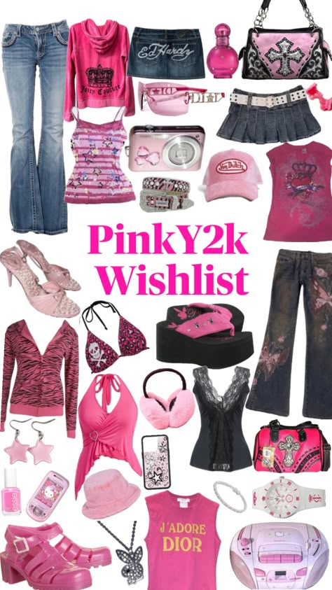 Y2k Wishlist #outfitinspo #wishlist #y2k #2000s #vintage #cyber #aesthetic Wardrobe Outfits Ideas, Y2k Wishlist, Closet Styling, Organized Wardrobe, 2000s Fashion Inspiration, Accessories Y2k, Mcbling Fashion, Trashy Outfits, 2000s Outfit