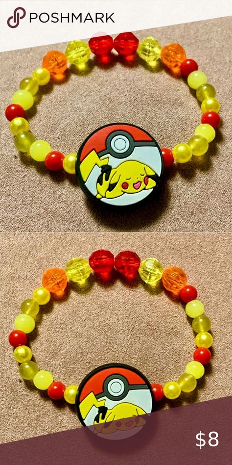 CHAOTIC ELEGANCE Handmade Pikachu & Pokeball Bracelet Pikachu Pokeball, Pikachu, Bracelet, Fashion Tips, Clothes Design