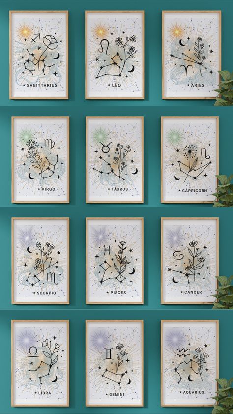 Looking for the perfect digital art print for your vintage style interior? These zodiac sign pictures inspired by astrology, are the perfect addition to your living room or bedroom decor. Vintage art prints are a great way to help build on retro living room ideas and are the perfect way to bring a vintage aesthetic to your decor. So if you’re looking for astrology art print for yourself or as a birthday gift, please click to shop this printable wall art. Zodiac Sign Pictures, Retro Living Room Ideas, Vintage Style Interior, Astrology Art Print, Zodiac Sign Art, Bedroom Decor Vintage, Zodiac Signs Pictures, Retro Living Room, Retro Living Rooms