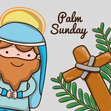 Jesús con cruz y ramas de palma religión Vector Premium God Cartoon, San Valentin Vector, Sunday Messages, Maundy Thursday, Palm Branch, Catholic Cross, Ribbon Decorations, Religious Illustration, About Jesus