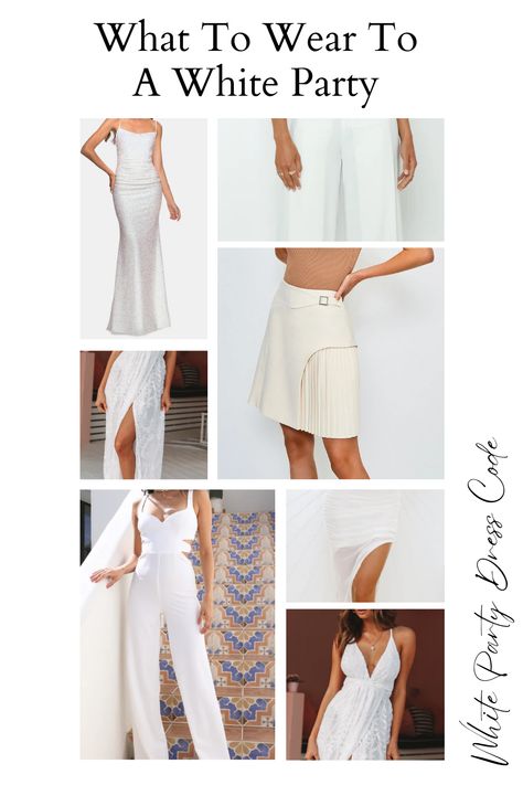 What To Wear To A White Party. Fashion tips for women what to wear En Blanc Party Outfit, White Attire Party Women, White Night Outfit Party, White Party Outfit Summer, White Dress Code Party, White Out Party Outfit, White Night Outfit, White Party Outfits Women, Blue And White Party Dresses