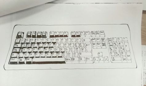 Keyboard Computer Keyboard Drawing, Keyboard Drawing, Computer Sketch, Custom Keyboard, Pixel Game, Shading Drawing, Poster Graphics, Pixel Games, Pc Keyboard