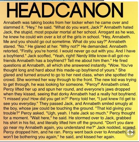 Hoo Headcannons, Percabeth Headcanon, Percy Jackson Annabeth Chase, Percy Jackson Ships, Zio Rick, Percy Jackson Head Canon, Percy And Annabeth, Imaginary Boyfriend, Percy Jackson Quotes