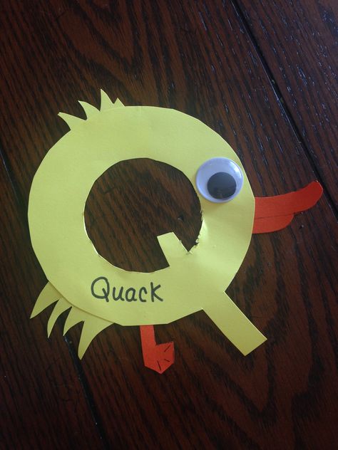 Q is for Quack!! (Duck) Finding an animal for the letter Q was challenging but we had a ball quacking all day long! Q Letter Craft Preschool, Q Is For Craft, Q Is For, Q Crafts For Preschool, Letter Q Craft, Q Craft, Letter Q Crafts, Preschool Letter Crafts, Long Letter