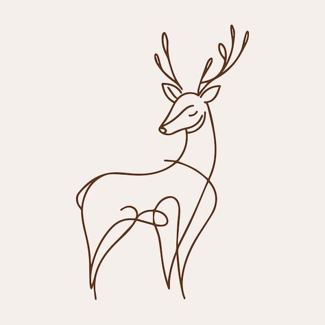 Sleek Minimalist Deer with Antlers Line Art Deer Line Drawing, Deer Line Art, Ap Ceramics, Deer With Antlers, Deer Tattoo, Roe Deer, Hot Nails, Deer Antlers, Antlers