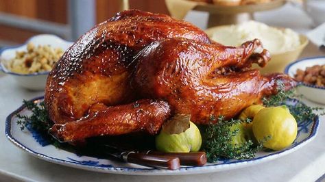 Paula Deen's Roasted Turkey Recipe Upside Down Turkey, White Turnip, Quince Recipes, Curtis Stone, Turkey Recipes Thanksgiving, Turkey Recipe, Roasted Turkey, Parsnips, Cheese Cloth