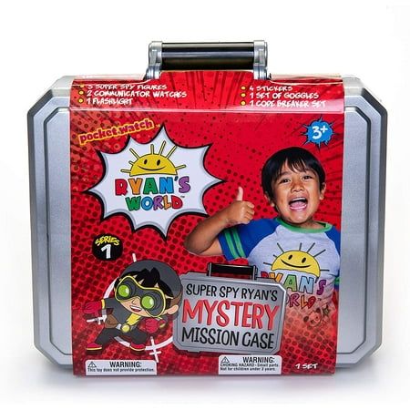 Super Spy Ryan is on a mission to maximize the fun! The Secret Agent Ryans Mystery Mission Case allows kids to discover their inner super-spy. First, unlock the code to open the case. Find secret messages, reveal exclusive mystery figures, discover secret spy wear and gear including goggles, two wrist-communicators, a flashlight and more surprises. This exclusive set is only available at in the US. Ages 3+ Color: Multicolor. Spy Kit, Ryan Toys, Kids Youtube Channel, Code Breaker, Popular Pokemon, Toddler Boy Gifts, Toys Uk, Secret Box, Spy Gadgets