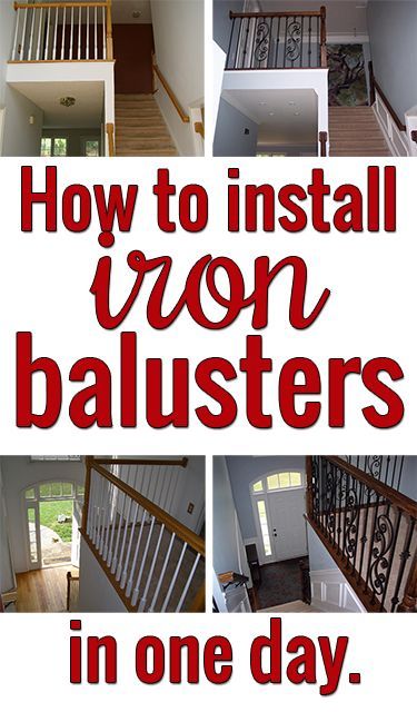 Install iron balusters to glam up your staircase! Surprisingly easy and inexpensive! Stair Makeover, Staircase Remodel, Iron Balusters, Up House, In This House, Home Repairs, Stair Railing, Décor Diy, Diy Home Improvement