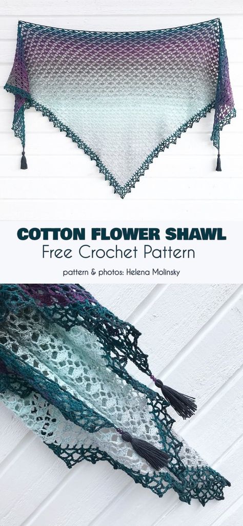 Cotton Flower Shawl Free Crochet Pattern #freecrochetpattern #crochetshawl Shoulder Shawl Crochet Pattern, Crochet Cotton Shawl Free Pattern, Sugarwheel Cotton Crochet Patterns Free, Easy Crochet Shawl Pattern Free, Crochet Pattern Free Easy, Crochet Flower Free Pattern, Shawl Crochet Pattern Easy, Flower Shawl, Crochet Prayer Shawls