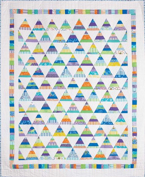 Throw Quilt Pattern, Triangle Quilt Pattern, Crumb Quilt, Triangle Quilts, Bright Quilts, Jelly Roll Quilt Patterns, Quilt Pattern Download, Block Quilt, Quilting Notions