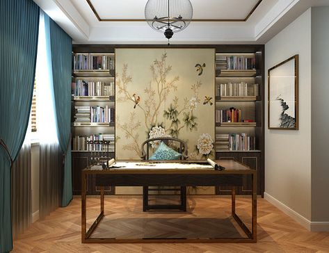 #Chinese #Zen #Studyroom #readingroom Chinese Office Design, Chinese Study Room, Traditional Chinese Interior Design, Asian Bookshelves, Traditional Chinese House Interior, Ancient Chinese Bedroom, Traditional Chinese Interior, Ancient Chinese Study Room, Traditional Chinese House