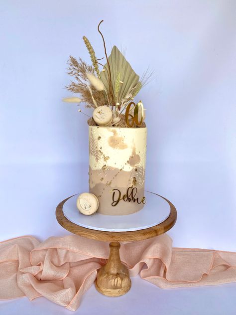 Brown And Tan Birthday Cake, Nude Color Cake, Maroon Cake, Brown Birthday Cake, 19th Birthday Cakes, Modern Birthday Cakes, 25th Birthday Cakes, Boho Cake, 50th Cake