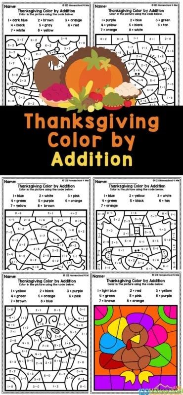 NEW FREEBIE:  You don't have to hear "I'm bored!" or "When do we eat?" again this Thanksgiving. Use these FREE printable Thanksgiving color by number addition worksheets to keep your kids occupied and learning, too!  GET THEM HERE >>> Color By Addition, Thanksgiving Color By Number, Thanksgiving Unit Study, Homeschool Thanksgiving, Thanksgiving Addition, Thanksgiving Math Worksheets, Color By Number Addition, Free Educational Apps, 123 Homeschool 4 Me