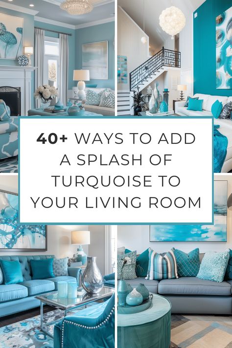 40+ Ways to Add a Splash of Turquoise to Your Living Room - HearthandPetals Torquise Living Room Ideas, Gray And Turquoise Living Room Decor, Turquoise Living Room, Aqua Living Room, Teal Couch, Turquoise Living Room Decor, Living Room Turquoise, Moroccan Living Room, Classy Living Room