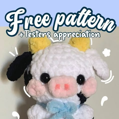 Maria🍉 on Instagram: "🤍FREE PATTERN🤍 lula the chubby cow🐮 . . . feel free to repost but you have to give me a credit for sure . . Tag me if you used the pattern , I would be more than happy to see your work!! . . This pattern is beginner friendly + good to practice changing colors . . Thanks again to all of my amazing testers who helped me to make this pattern flawless as possible💗 . . . . . . . . . . . #freepatterncrochet #freepatterncrochet #free #crochet #patternfree #freeamigurumipatterns #freecowpattern #freecowamigurumipattern #amigurumifreepattern #freecrochetpatterns #freepatternamigurumi #freeamigurumipattern #patternfreeamigurumi #cowpattern #crochetcow #amigurumi #testersappreciation #amigurumicow #cowamigurumi #crochetcow #cowcrochet #beginnerpattren #freecrochetpattern #c Free Cow Crochet Patterns, Crochet Cow Pattern Free, Cow Crochet Pattern Free, Cow Crochet Pattern, Free Crochet Tutorials, Cow Crochet, Crochet Butterfly Pattern, Crochet Dog Patterns, Crochet Patterns Free Beginner