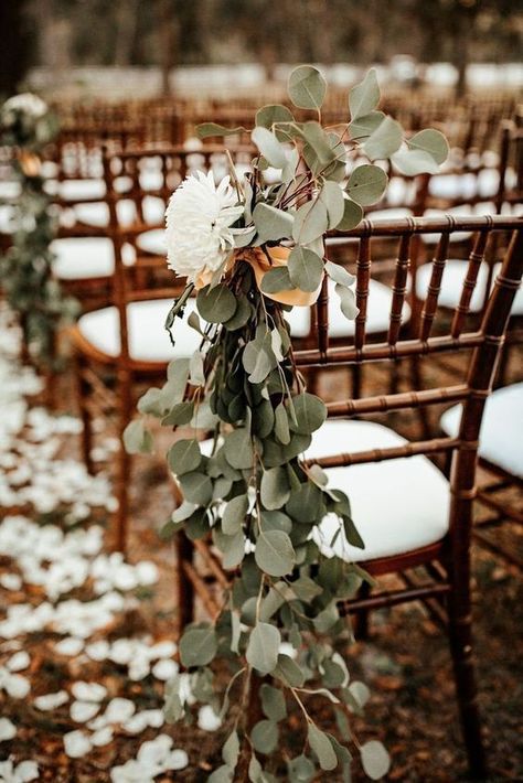 15+ Gorgeous Chair Ideas For Weddings You Should Bookmark While You Sit At Home | WedMeGood Diy Winter Wedding, Wedding Aisle Outdoor, Wedding In Florida, Wedding Isles, Fun Wedding Decor, Elegant Winter Wedding, Wedding Chair Decorations, Chair Decor, Winter Wedding Decorations