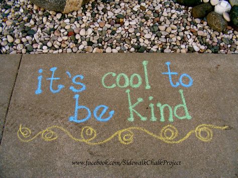 Sidewalk Messages, Back To School Chalk Art, School Chalk Art, Kindness Messages, Chalk Messages, Kindness Month, Sidewalk Chalk Photos, School Ground, Chalk Artwork