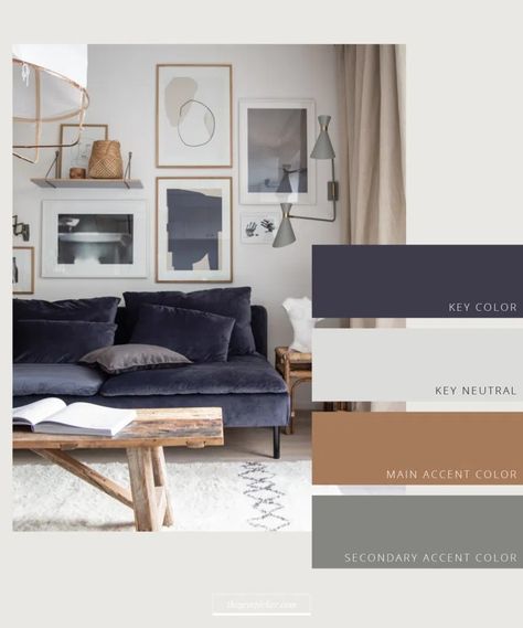 Blue Sofa Living, Color Palette Living Room, Living Room Color Schemes, Dekorasi Kamar Tidur, Room Color Schemes, Blue Living Room, Living Room Decor Apartment, New Living Room, Living Room Inspo