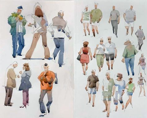 Figures In Watercolor, Watercolor Painting People, Watercolor Human Figures, Human Watercolor, Sketching People, Watercolor People, Watercolor Art Face, Human Figure Sketches, Sketches Of People