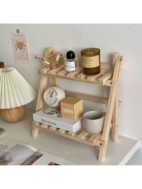 Double-layer Desktop Organizer Shelf For Dormitory Bedroom Office Desk Storage With Foldable Solid Wood RackI discovered amazing products on SHEIN.com, come check them out! Uni Room, Interior Design Per La Casa, Cozy Room Decor, Room Makeover Bedroom, Room Makeover Inspiration, Cute Room Decor, Apartment Inspiration, Room Inspiration Bedroom, Room Ideas Bedroom