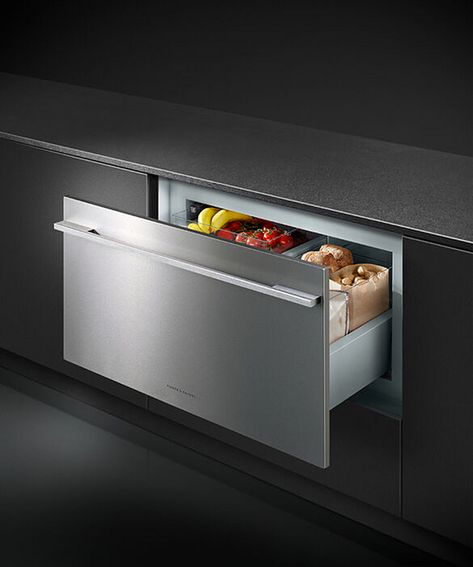 Kitchen Cooling - Integrated CoolDrawer™ from Fisher & Paykel Refrigerator Pantry, Panel Ready Refrigerator, Integrated Refrigerator, Fridge Top, Stainless Steel Panels, Appliances Design, Portable Washer, Refrigerator Drawers, Fisher Paykel