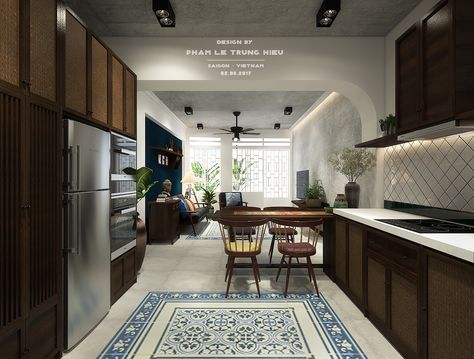 - INDOCHINE APARTMENT - NHA TRANG - VIET NAM - on Behance Indochine Apartment Interior, Indochine Interior Vietnam, Behance House, Peranakan Design, Asian Kitchen Design, Indochine Bedroom, Colonial House Interior Design, Indochine Interior, Apartemen Studio