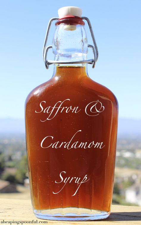 saffron cardamom syrup 50 Saffron Sauce Recipes, Saffron Syrup, Cardamom Syrup, How To Make Mead, Coffee Syrups, Yummy Cocktails, Middle Eastern Desserts, Cocktails To Try, Compound Butter