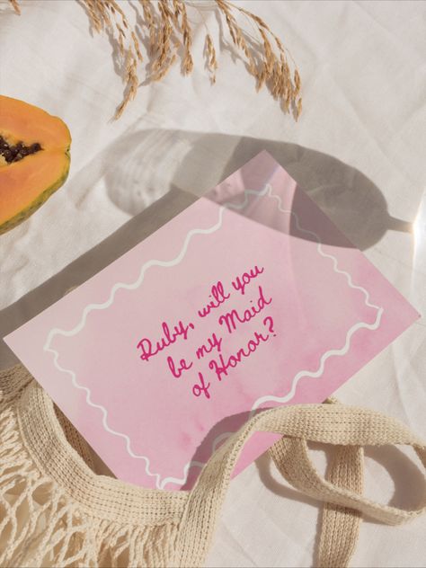 Diy Bridesmaid Proposal Cards, Bridesmaid Proposal Card Simple, Diy Bridesmaid Proposal, Canva Bridesmaid Card, Stationary Diy, Funny Bridesmaid Proposal Cards, Bridesmaid Proposal Postcard, Maid Of Honor Proposal Card, Maid Of Honor Card