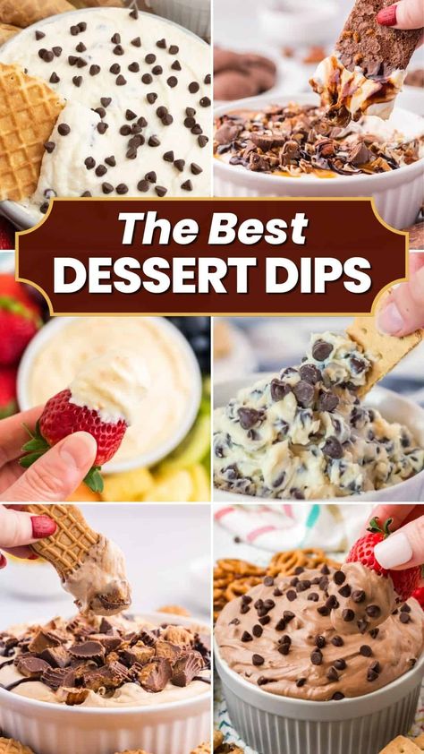 Sweet Dips Recipes, Chocolate Dip Recipe, Easy Dessert Dips, Chocolate Chip Dip, Dessert Dip Recipes, Cannoli Dip, New Year's Desserts, Dessert Dip, Cookie Dough Dip