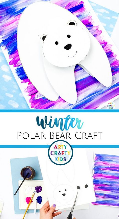 Looking for winter animal crafts for kids to make at home or at preschool this winter season? This 3D polar bear craft for kids involves painting + is easy for children to make with our printable polar bear craft template. Get this printable winter craft template + other easy winter crafts for kids to make here! Polar Bear Crafts for Kids Art Projects | Winter Crafts for Kids Polar Bear | Winter Animal Crafts for Kids Polar Bears | Winter Polar Bear Art for Kids #WinterCrafts #PolarBearCrafts Polar Bear Winter Craft, 3d Polar Bear, Easy Winter Crafts, Urs Polar, Polar Bear Craft, Bear Craft, Fun Winter Crafts, Polar Animals, Winter Activities For Kids