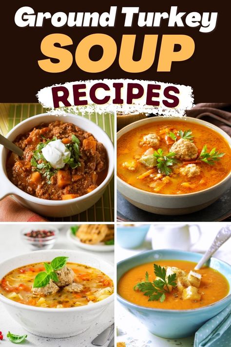 Get your bowls ready because these ground turkey soup recipes will change your life. Okay, maybe that’s an exaggeration, but they are super delicious! Italian Turkey Burger Soup, Ground Turkey Lasagna Soup, Ground Turkey Soup Recipes, Soup With Ground Turkey, Turkey Soup Recipes, Ground Turkey Lasagna, Turkey Meatball Soup, Ground Turkey Chili, Ground Turkey Soup