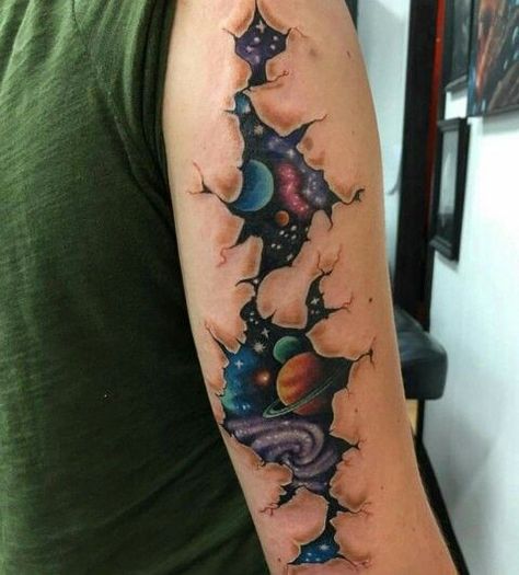 Galactic Tattoo, Men Sketch, Cosmic Tattoo, Interesting Tattoos, Celestial Tattoo, Heaven Tattoos, Universe Tattoo, Planet Tattoos, Galaxy Tattoo