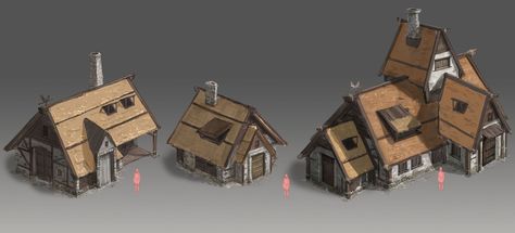 ArtStation - Medieval Farm Buildings 2012, Jong-min Ahn Medieval Farm Concept Art, Medieval Farmhouse, Medieval Farm, Farming Village, Jong Min, Medieval Buildings, Conan Exiles, Minecraft Medieval, House Games