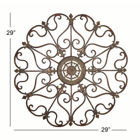 Decmode Traditional 29 Inch Ornate Bronze Metal Wall Decor Image 2 of 2 Wrought Iron Wall Decor, Gold Metal Wall Art, Bronze Art, 3d Wall Decor, Iron Wall Decor, Ideas Hogar, Tuscan Decorating, Rustic Wall Art, Decorative Metal